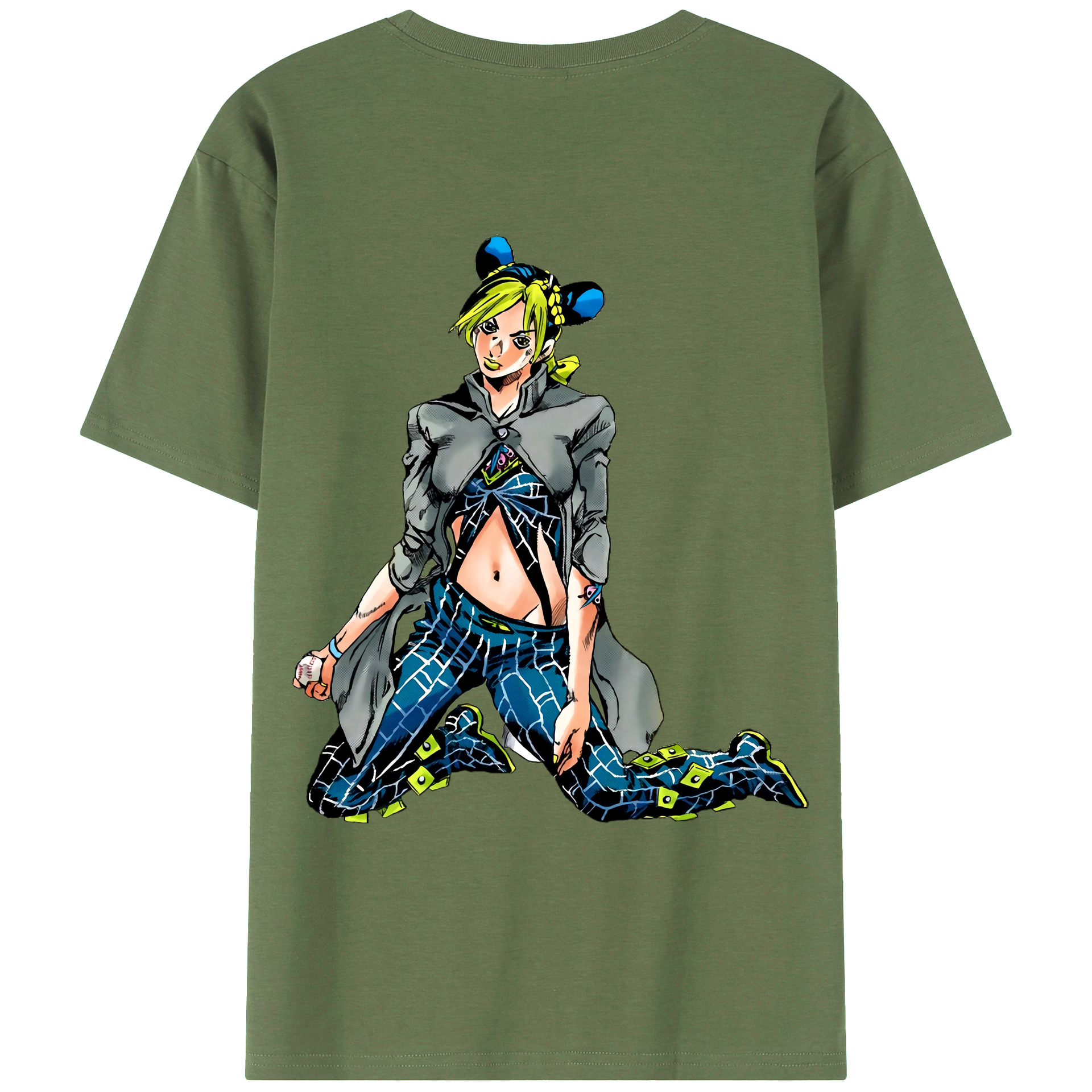（画像用） "ジョジョの奇妙な冒険 くうじょう ジョリーン JoJo's Bizarre Adventure Jolyne Cujoh " 綿100％ メンズ半袖Tシャツ（バックプリント） 通気性